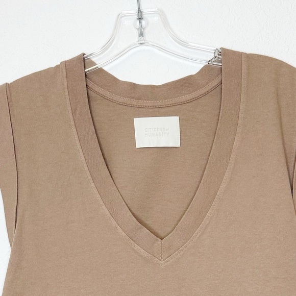 Citizens of Humanity Tan Rolled Sleeve Eugenie Tee XSmall - Picture 5 of 12